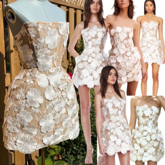 🆕 BRONX & BANCO 🧿 NWOT Jasmine Maraya White Mini Dress - Sz M US 6 - Picture 1 of 16